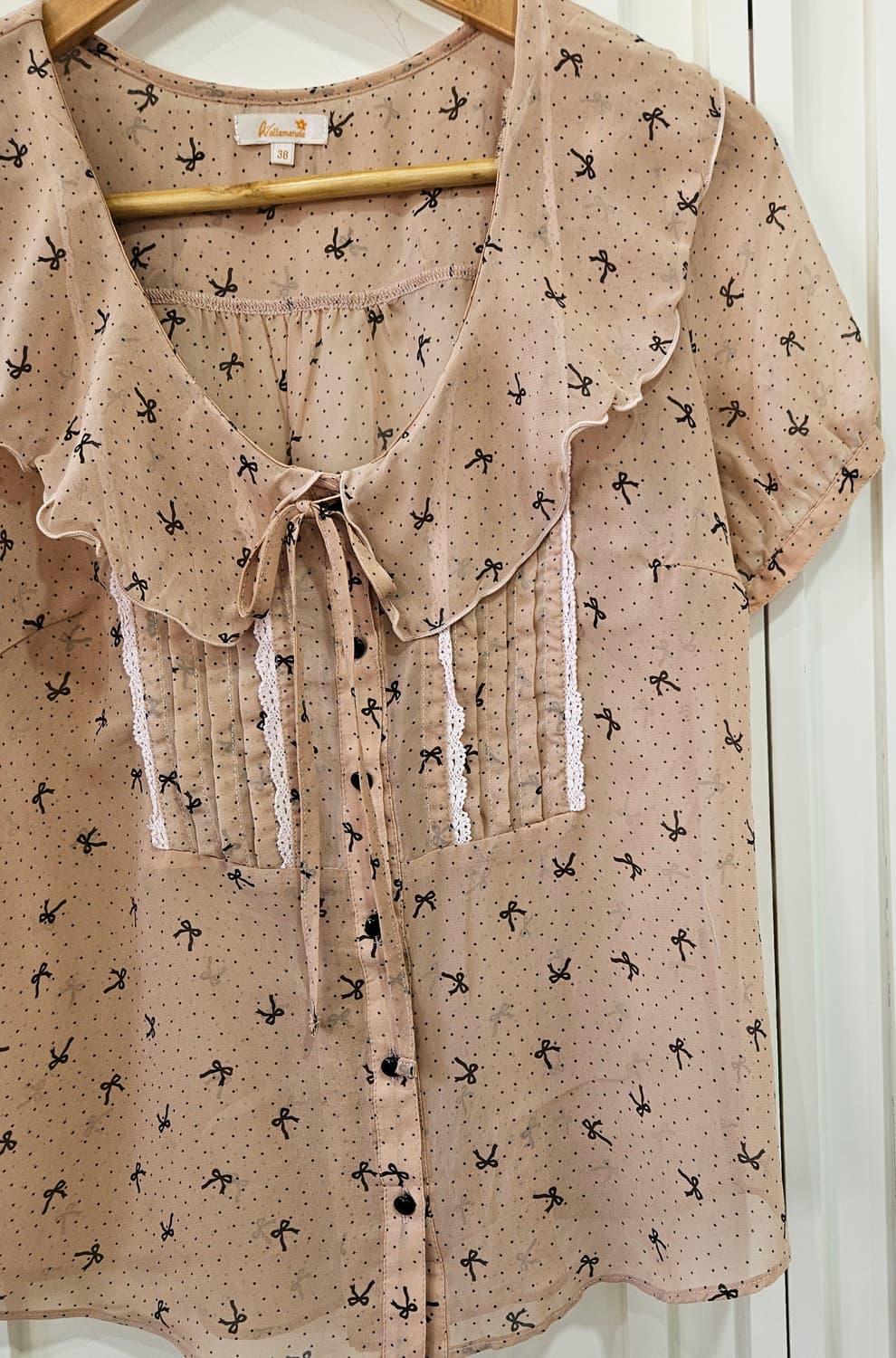 리본 패턴 쉬폰 블라우스 상품이미지3