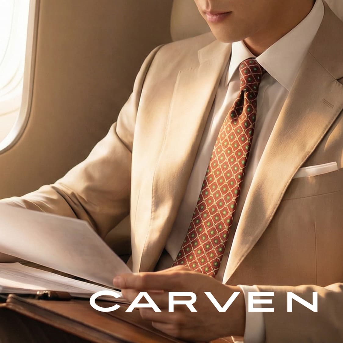 까르뱅 실크 레드 패턴 넥타이 9.6cm A+등급 K1978
 상품이미지1