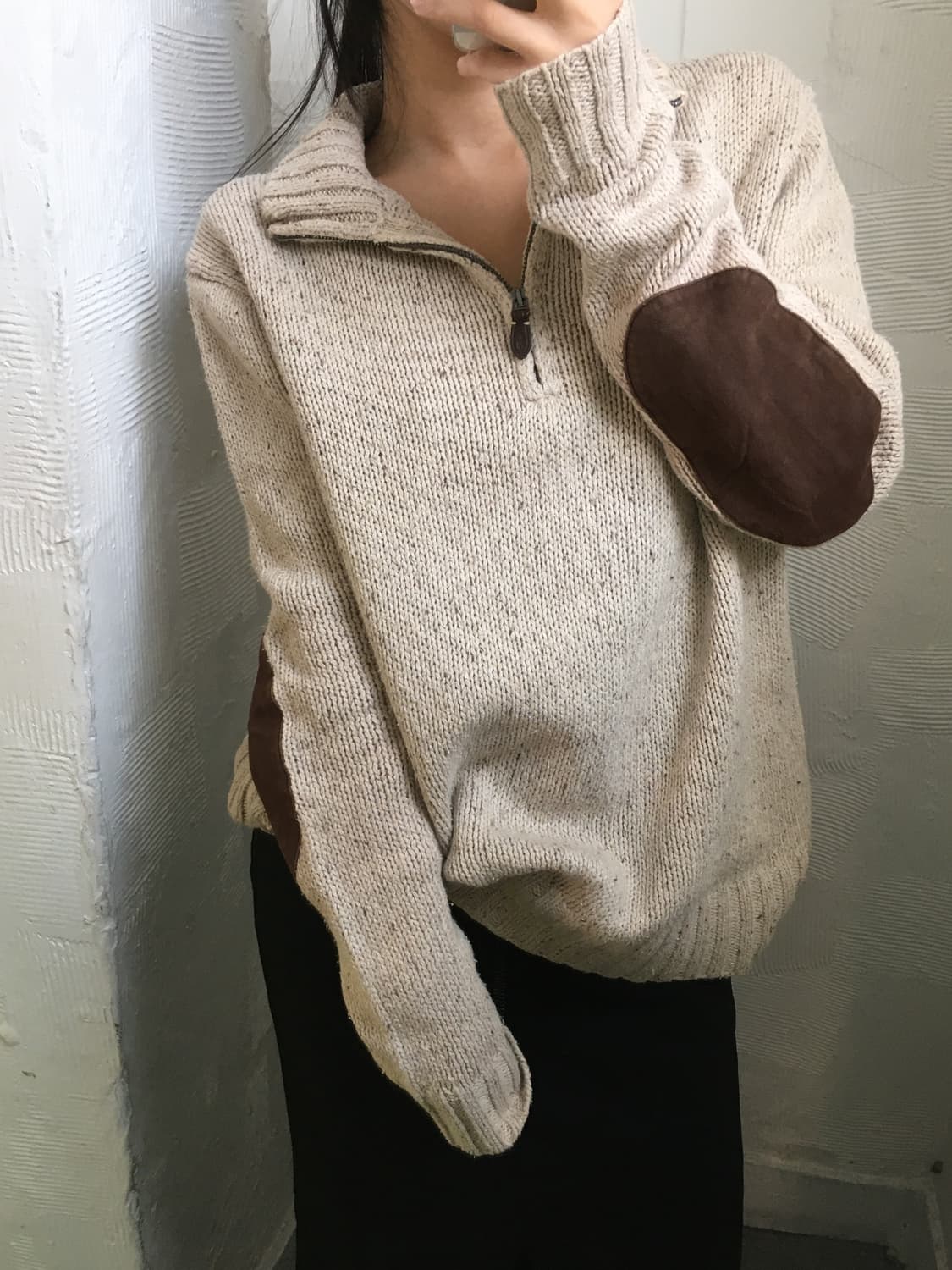 Polo 폴로 랄프로렌 베이지 컬러 엘보우 패치 혼방 니트 상품이미지2