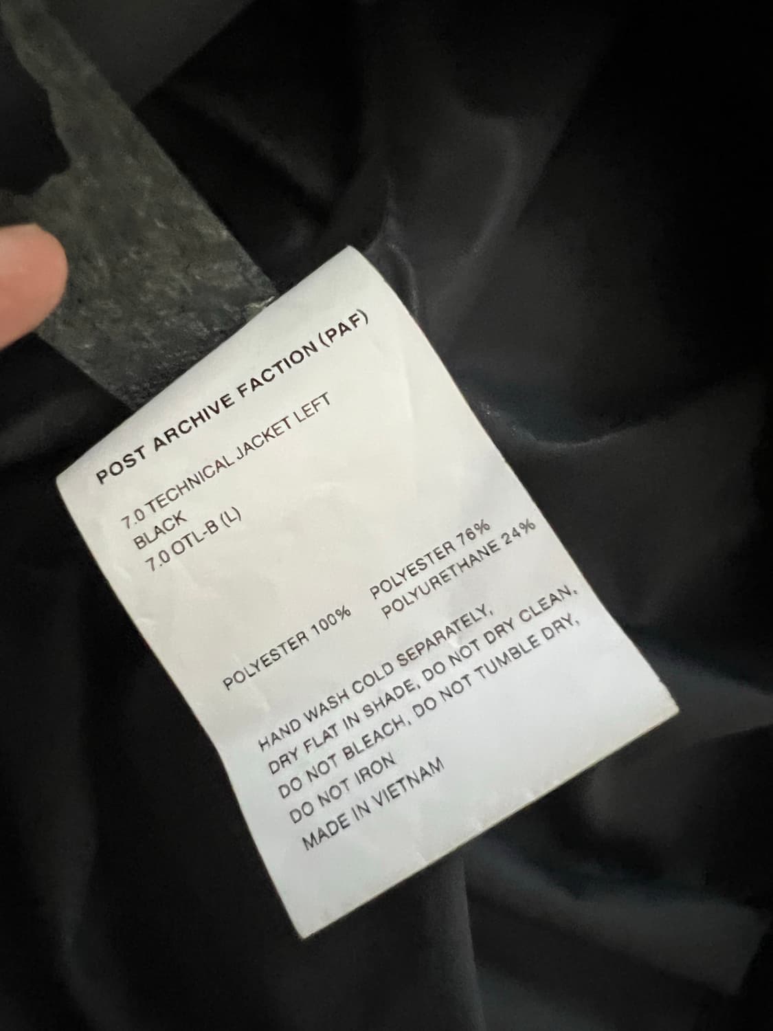 (L) 파프 7.0 LEFT 테크니컬 자켓 블랙 PAF 상품이미지6