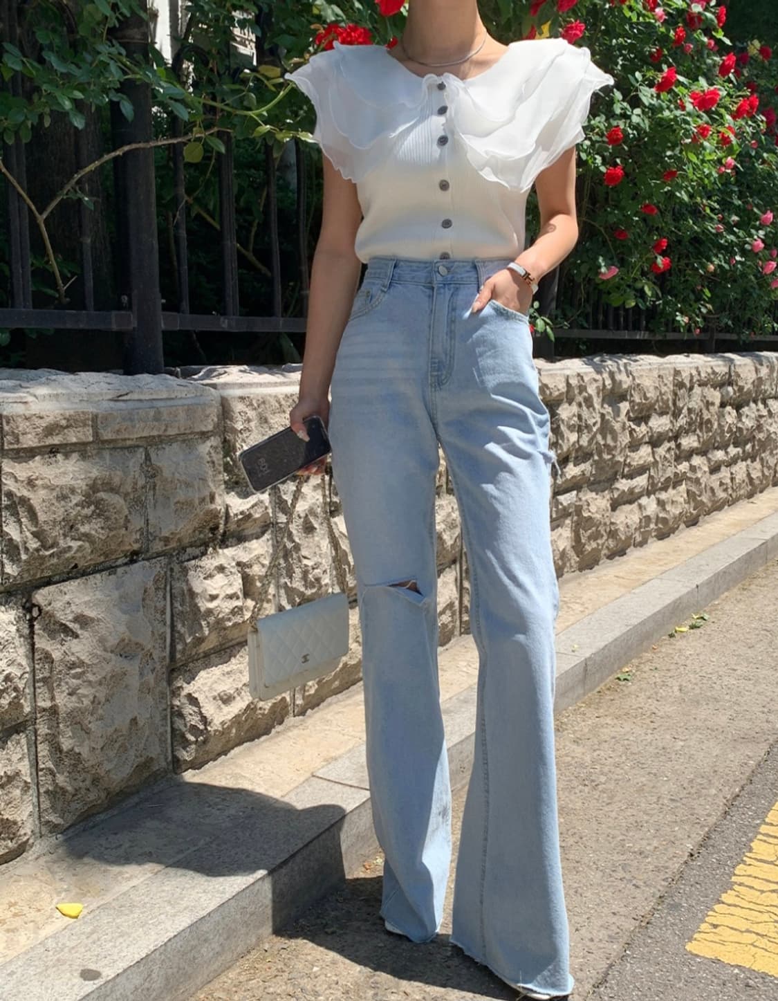 레이스 빅카라 반팔 티셔츠 상품이미지5