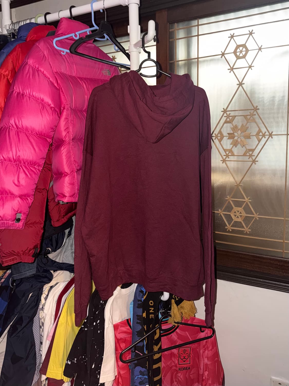 미국빈티지 길단 헤비 블렌드 기모 후드티 후디 버건디 상품이미지2