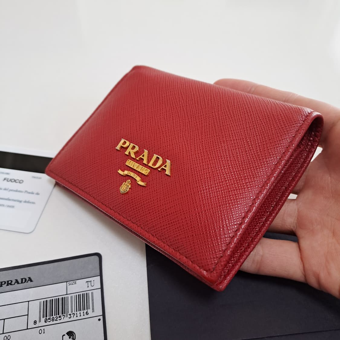 [100%/정품] 프라다 사피아노 메탈 레드 반지갑, 프라다지갑 상품이미지2