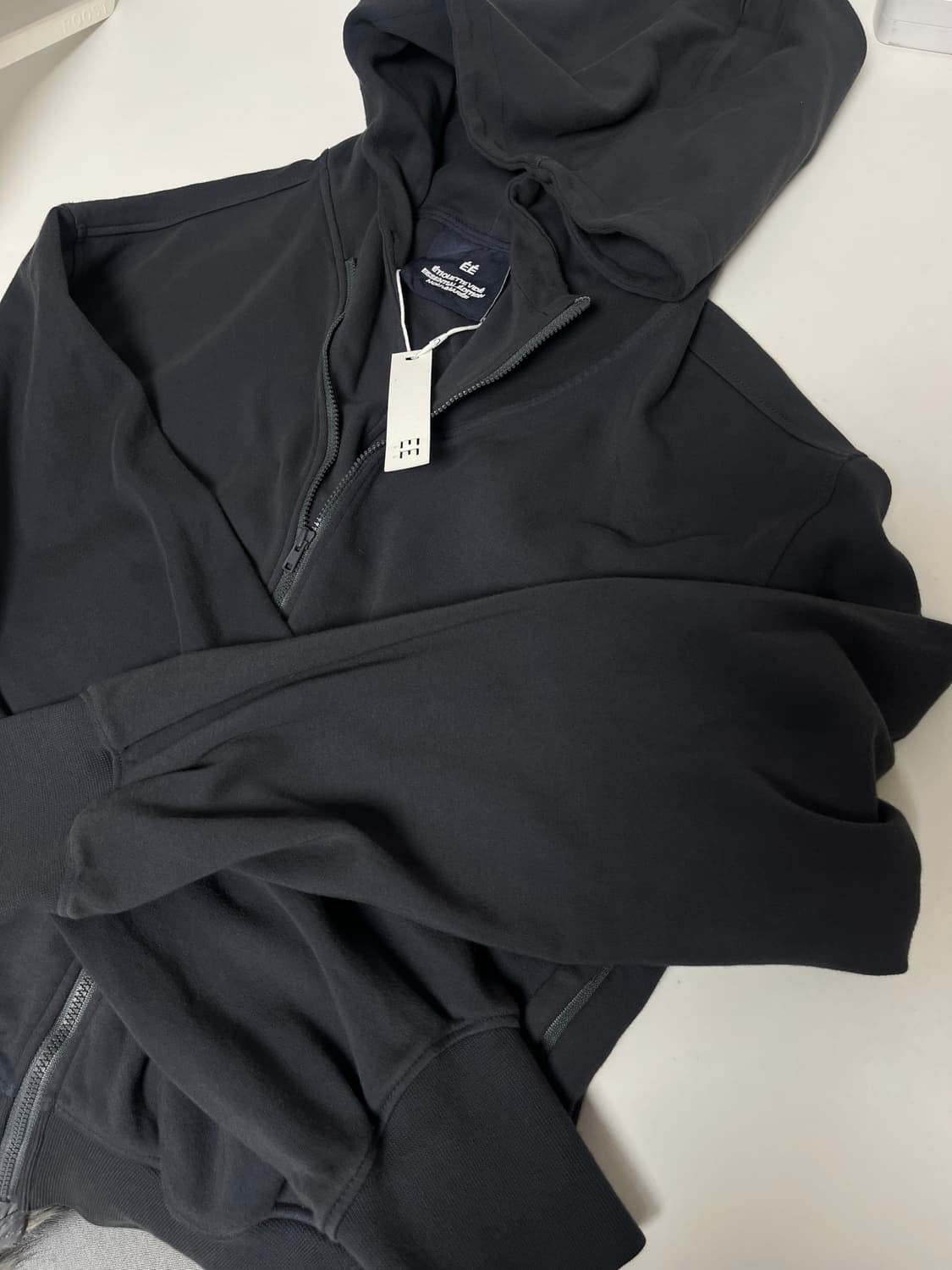 EE 커브드 후드집업 차콜 L 상품이미지3