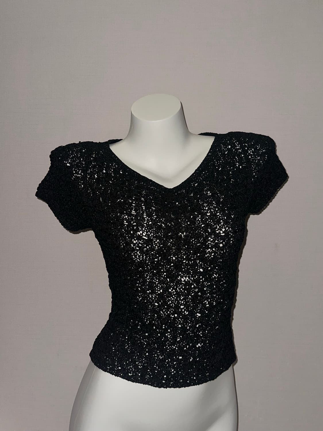 빈티지 크롭 블랙 니트 탑 상품이미지2