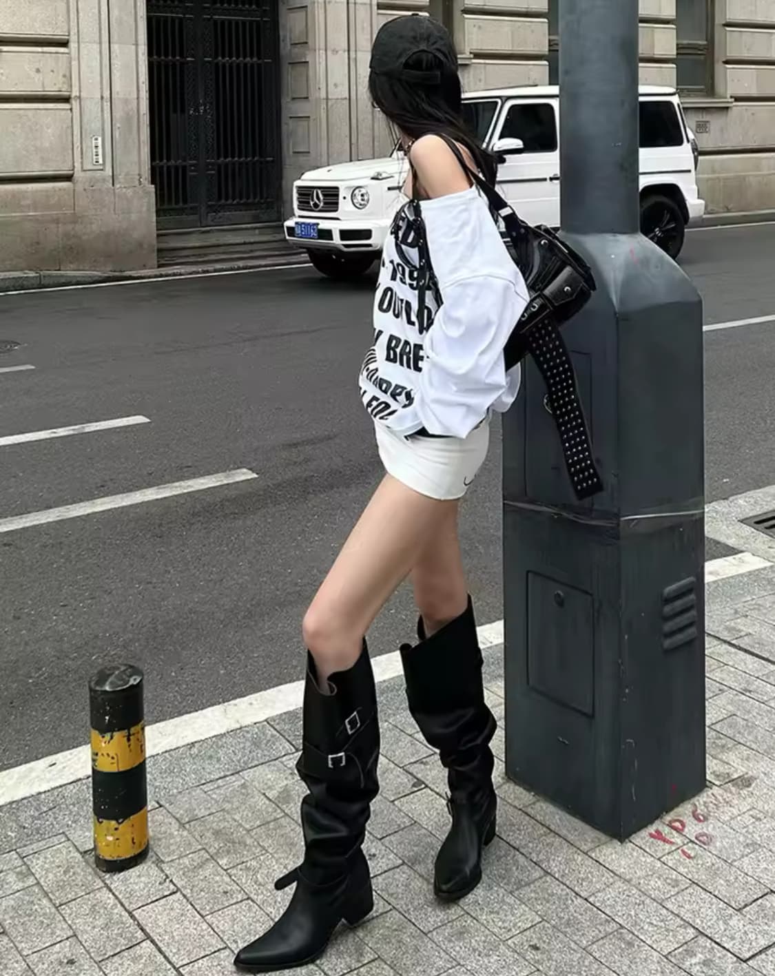 벨트 버클 스트칭 롱부츠  상품이미지4