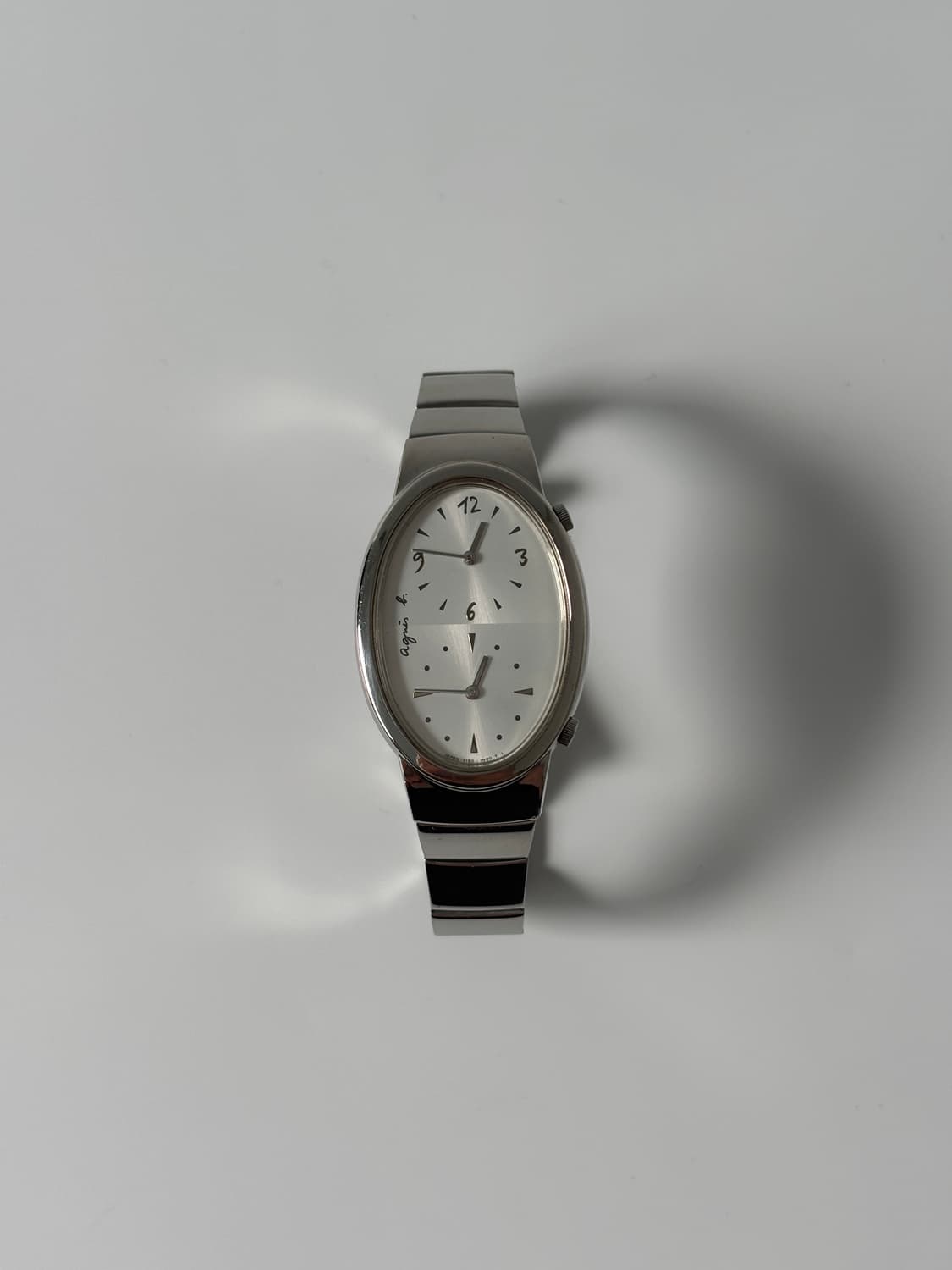 아네스베 Agnès b. 실버 오벌 듀얼타임 쿼츠 여성 상품이미지3