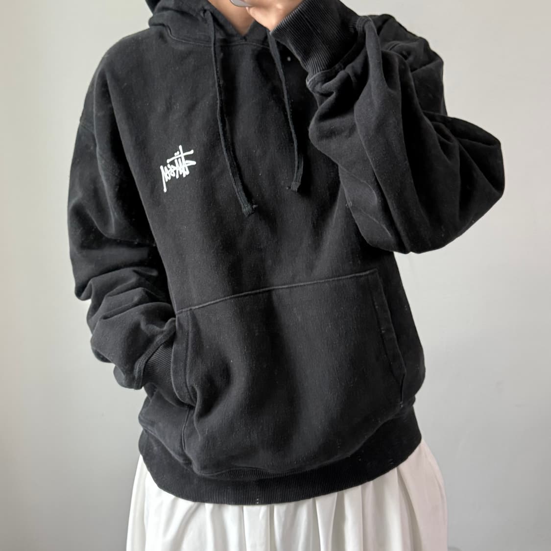 [L] 스투시 베이직 블랙 후드티 상품이미지2
