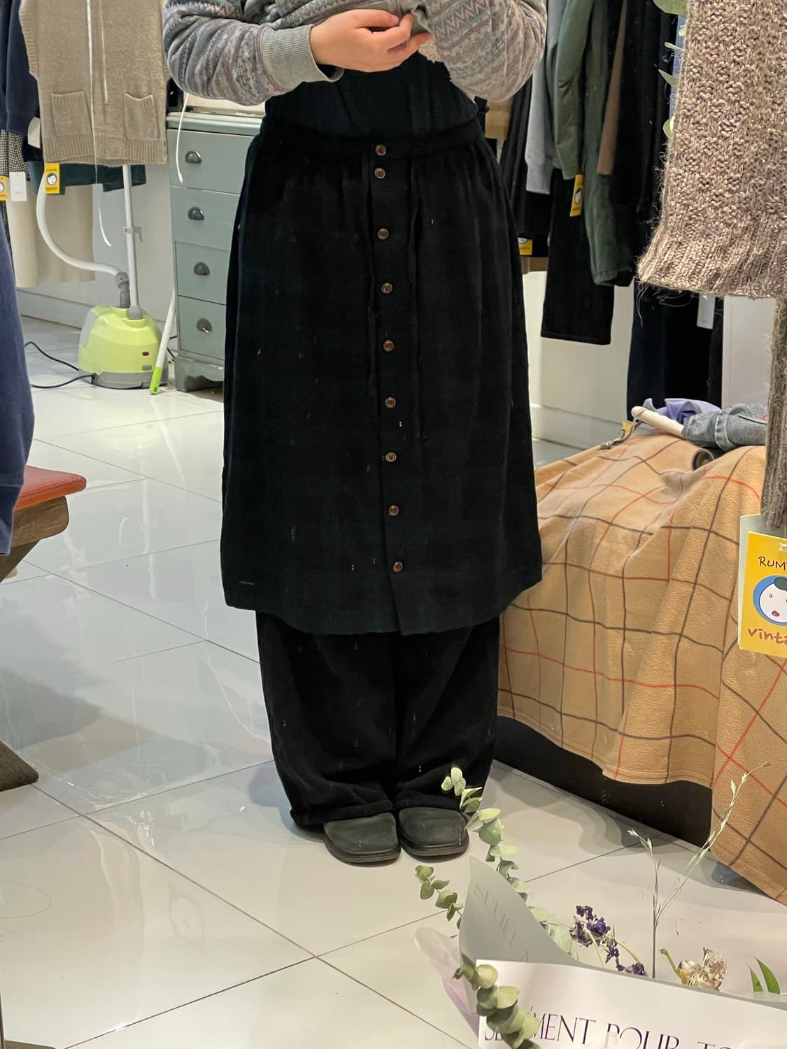 일본빈티지 체크 버튼스커트  상품이미지1