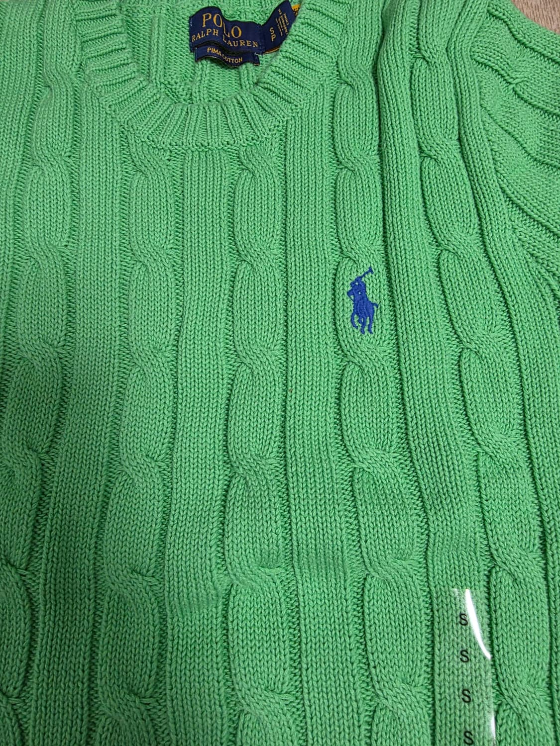 폴로 랄프로렌 케이블 니트 그린 S 상품이미지1