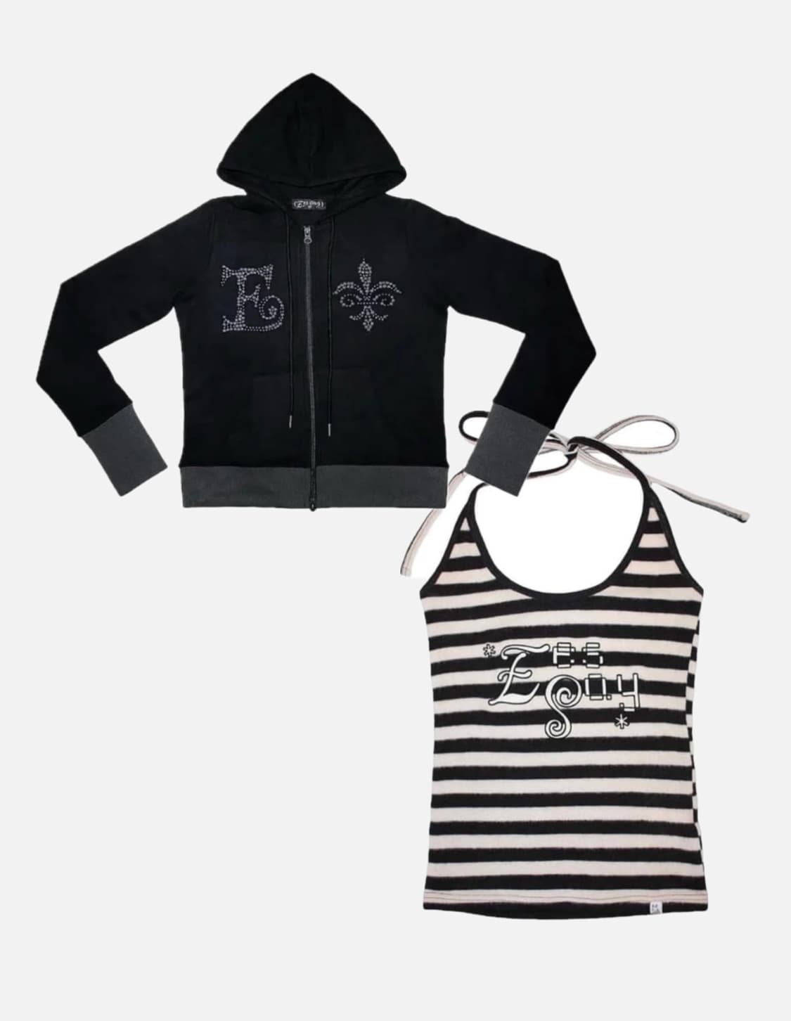 eessay 클라우드 후드&캔디 홀터넥 나시 일괄 세트 상품이미지1