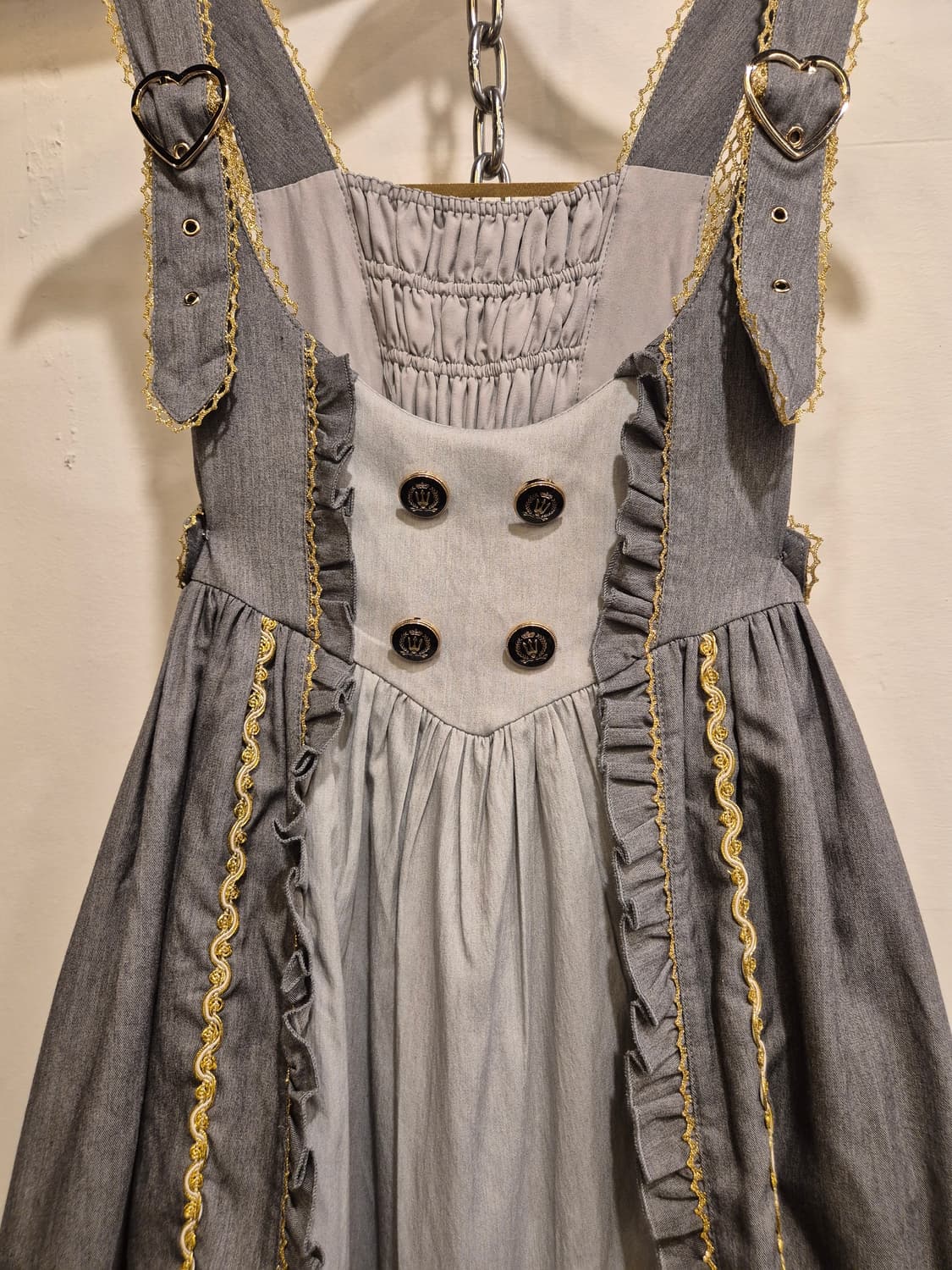 mcluster 리본 아일렛 진주 그레이 케이프 원피스 상품이미지6