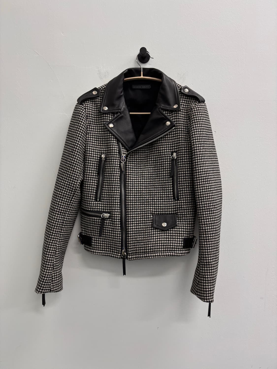 쥬세페 자노티 하운즈투스 체크 콤비 레더 라이더 자켓 상품이미지2
