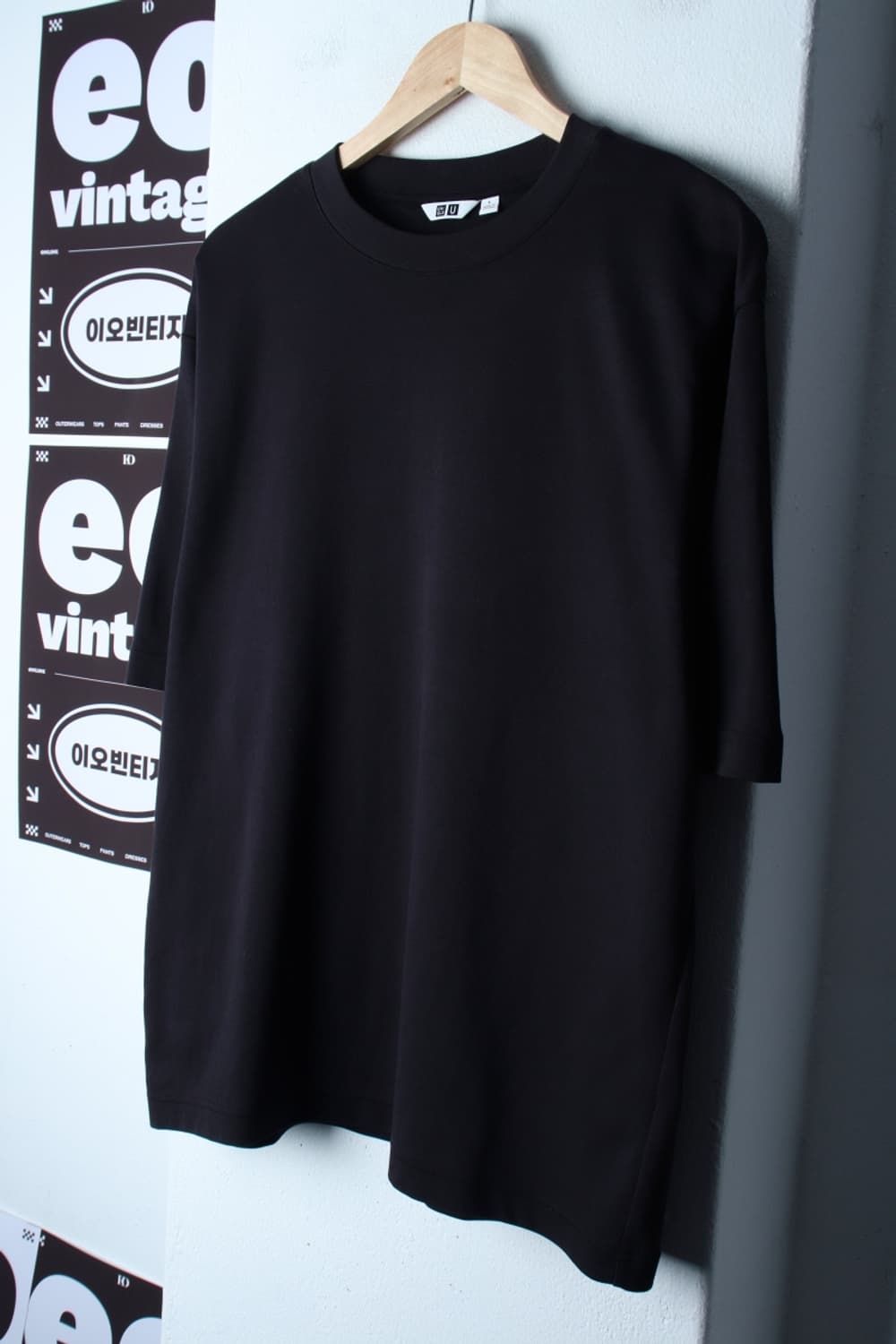 (L-XL) 유니클로 반팔 티셔츠 U라인 무지 블랙-H31928 상품이미지1