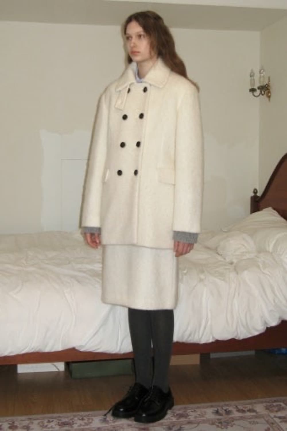 시눈 DOUBLE BREASTED HALF COAT (IVORY) 상품이미지2