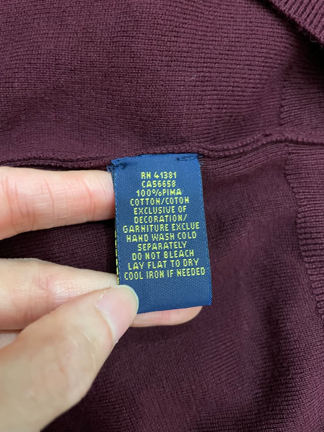 폴로 랄프로렌 피마코튼 브이넥 니트 스웨터 딥버건디 상품이미지8