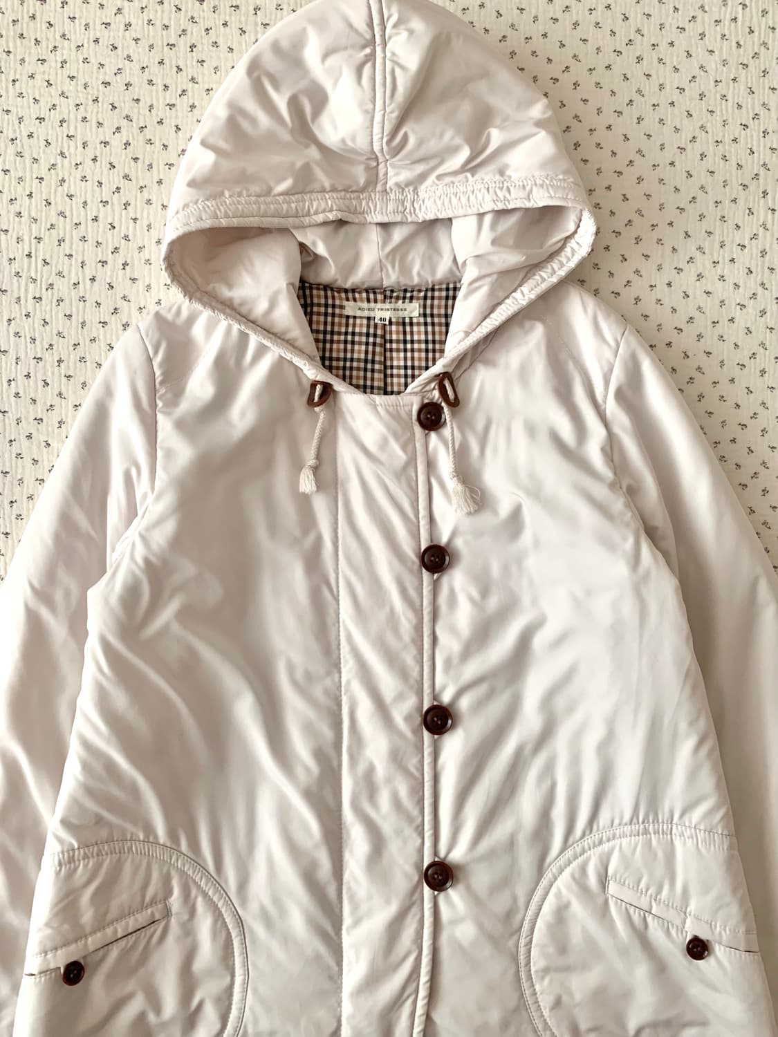 빈티지 체크 더플 후드 간절기 패딩 상품이미지2