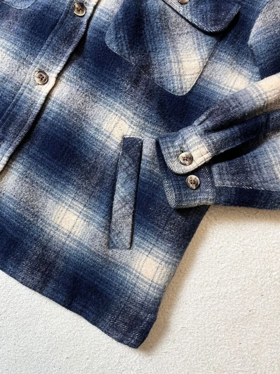 Tray UP 00's 플란넬 체크 울 남방 PN7110 상품이미지3