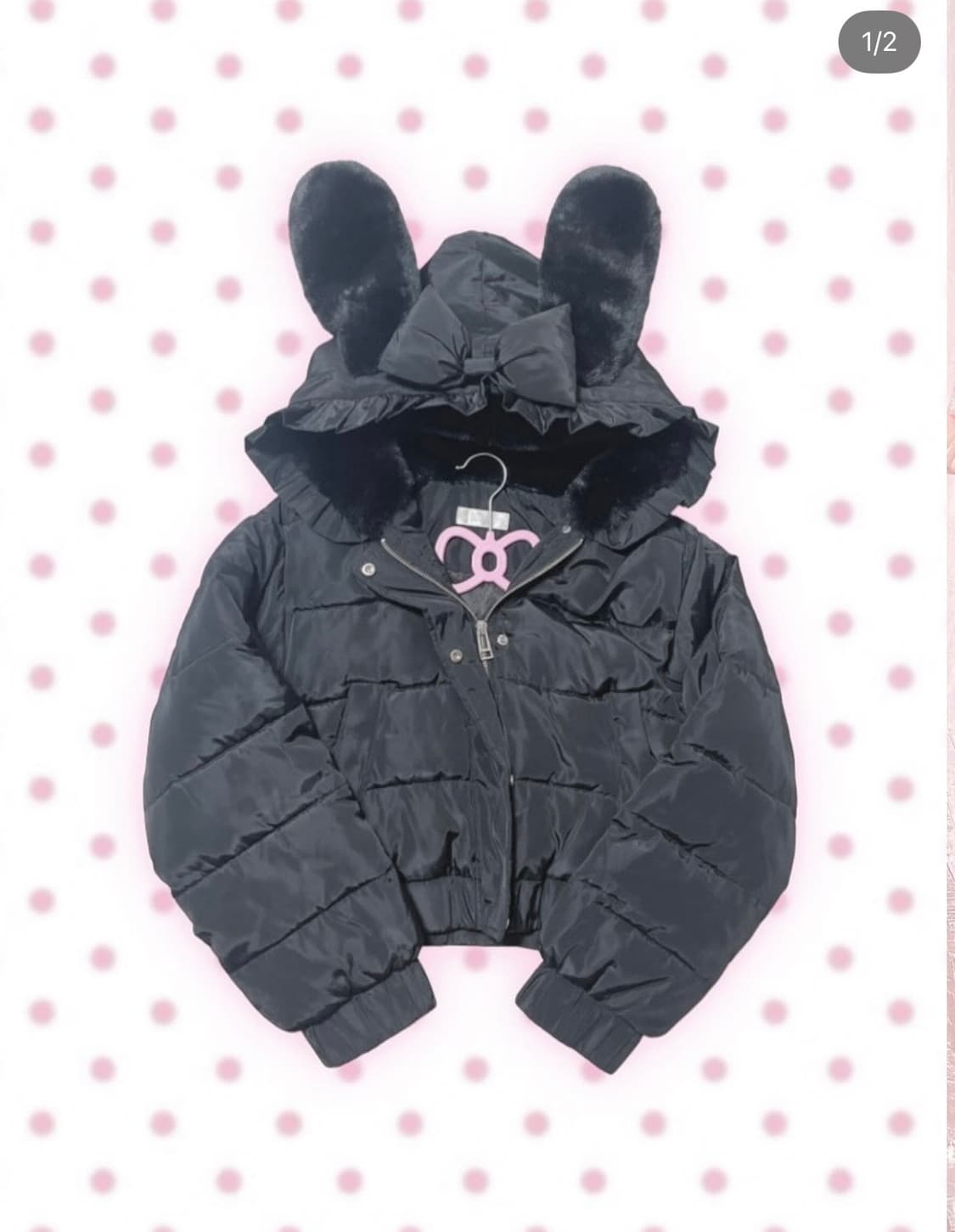 디어리 우사미미 퍼 블랙 패딩 빈티지 갸루 상품이미지1