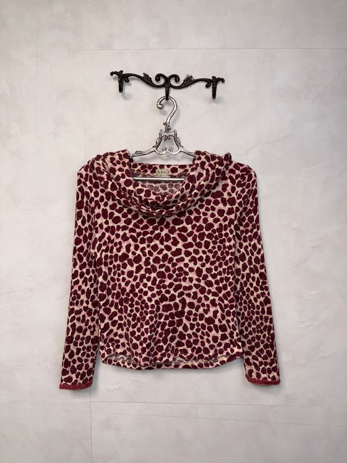 Cherry pink leopard hood knit 상품이미지4