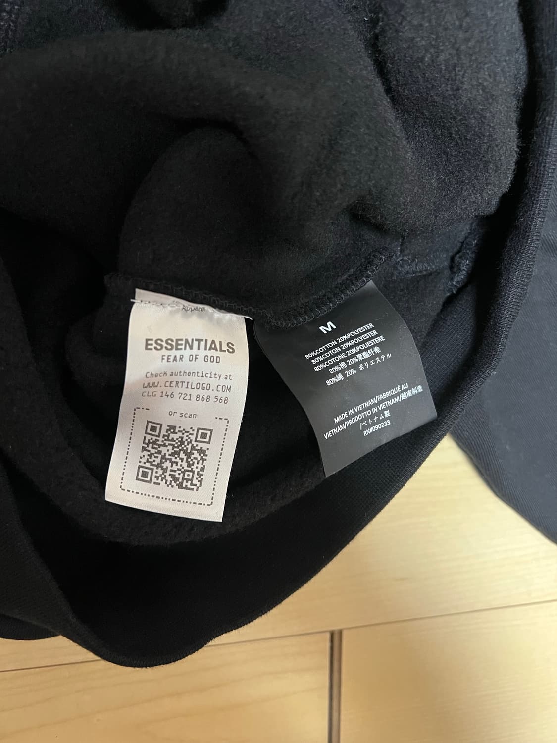 피오갓 에센셜 맨투맨 플리스 크루넥 블랙 - 24FW 상품이미지6