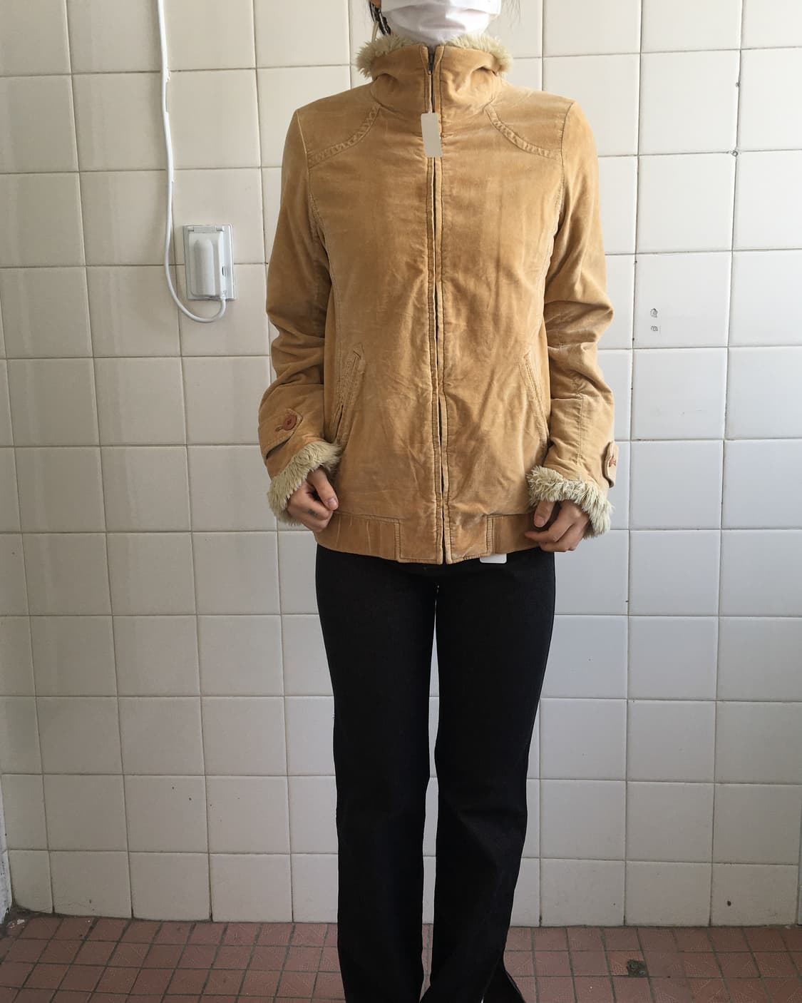 Fake fur collar high neck jacket 상품이미지7