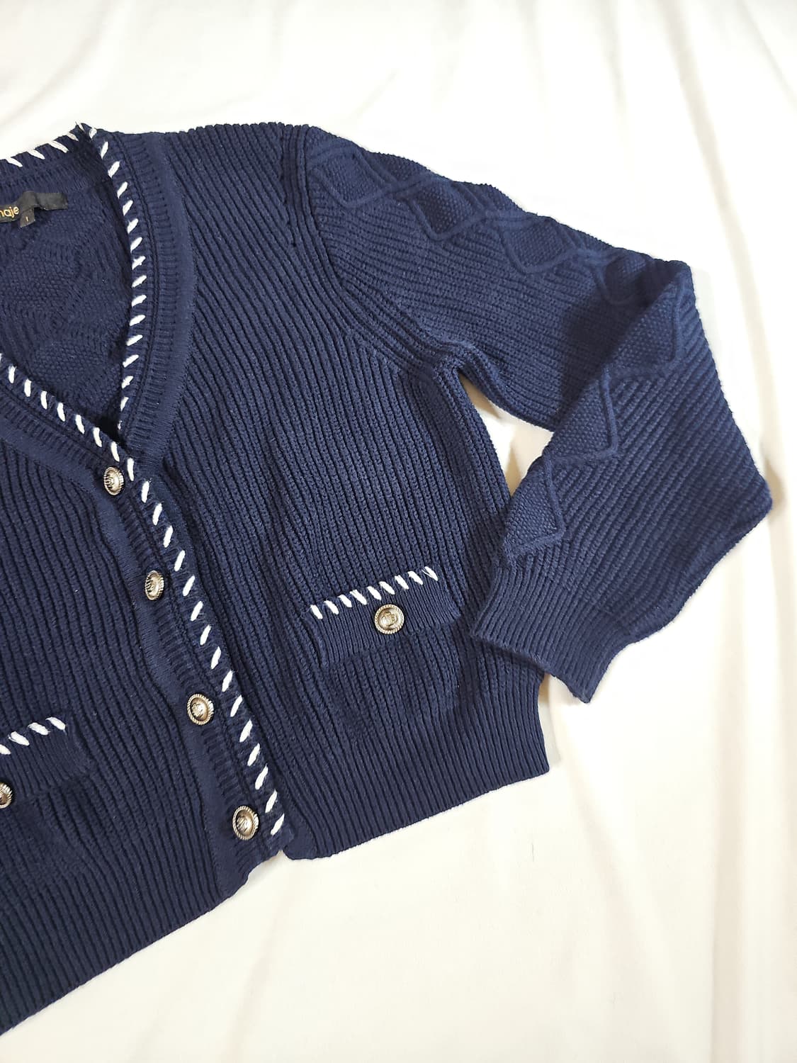 정가 549000원) maje 마쥬 네이비 스티치 가디건 상품이미지3