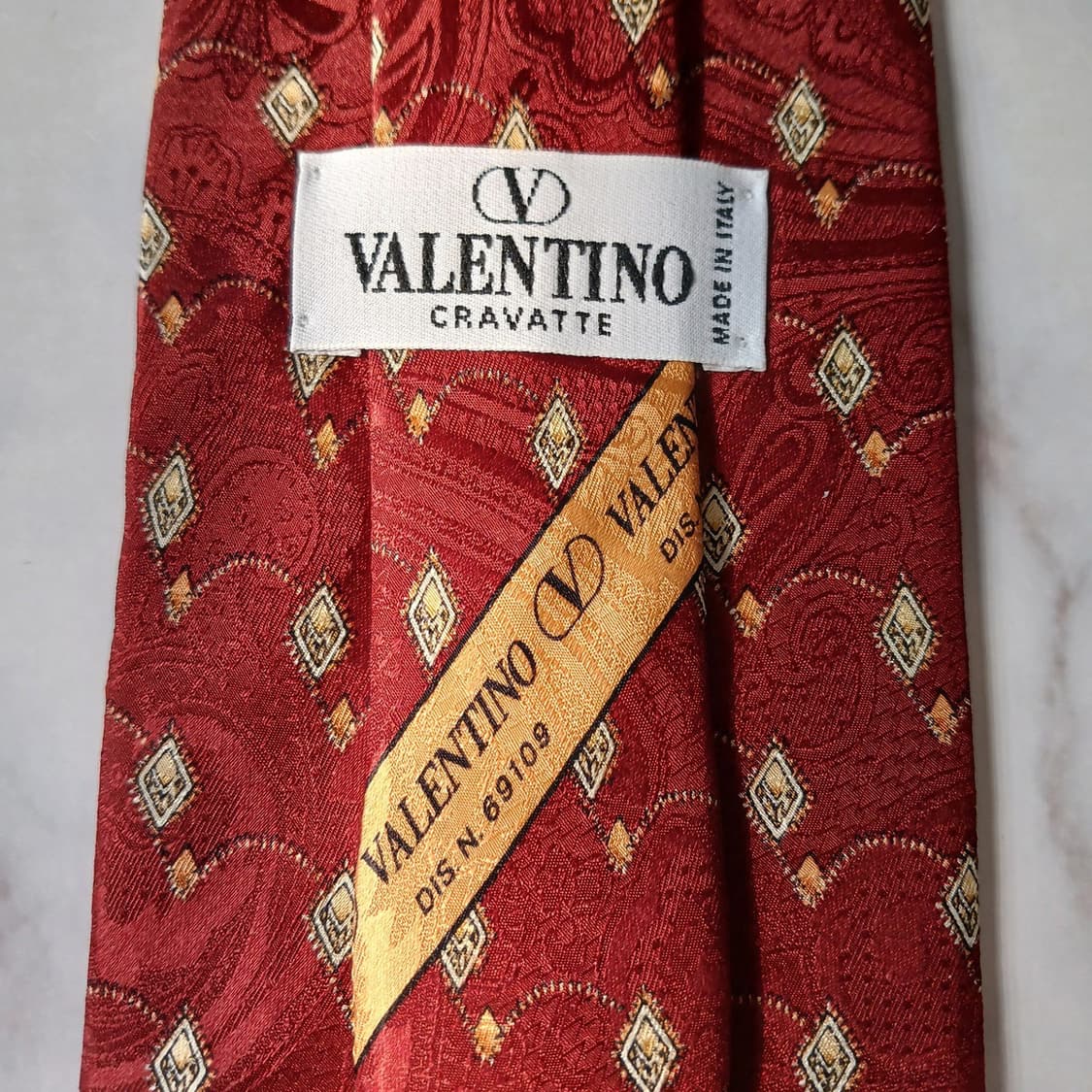 발렌티노 실크 와인 페이즐리 패턴 넥타이 10cm S~A+등급 E747 상품이미지9