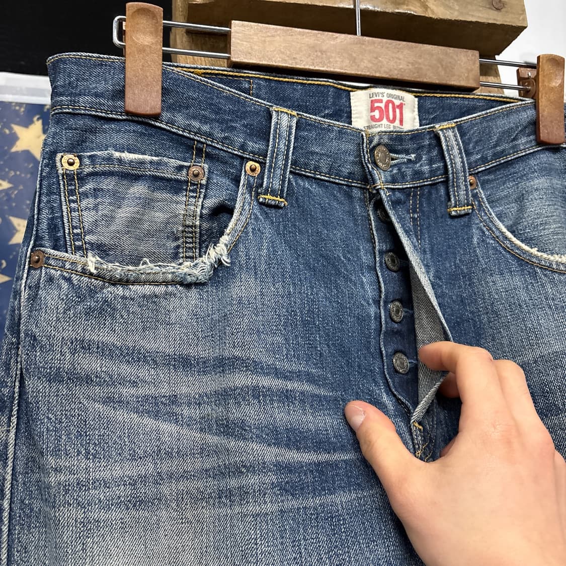 00s 리바이스 오리지널 501 빈티지 페이딩 데님팬츠 N942 상품이미지5