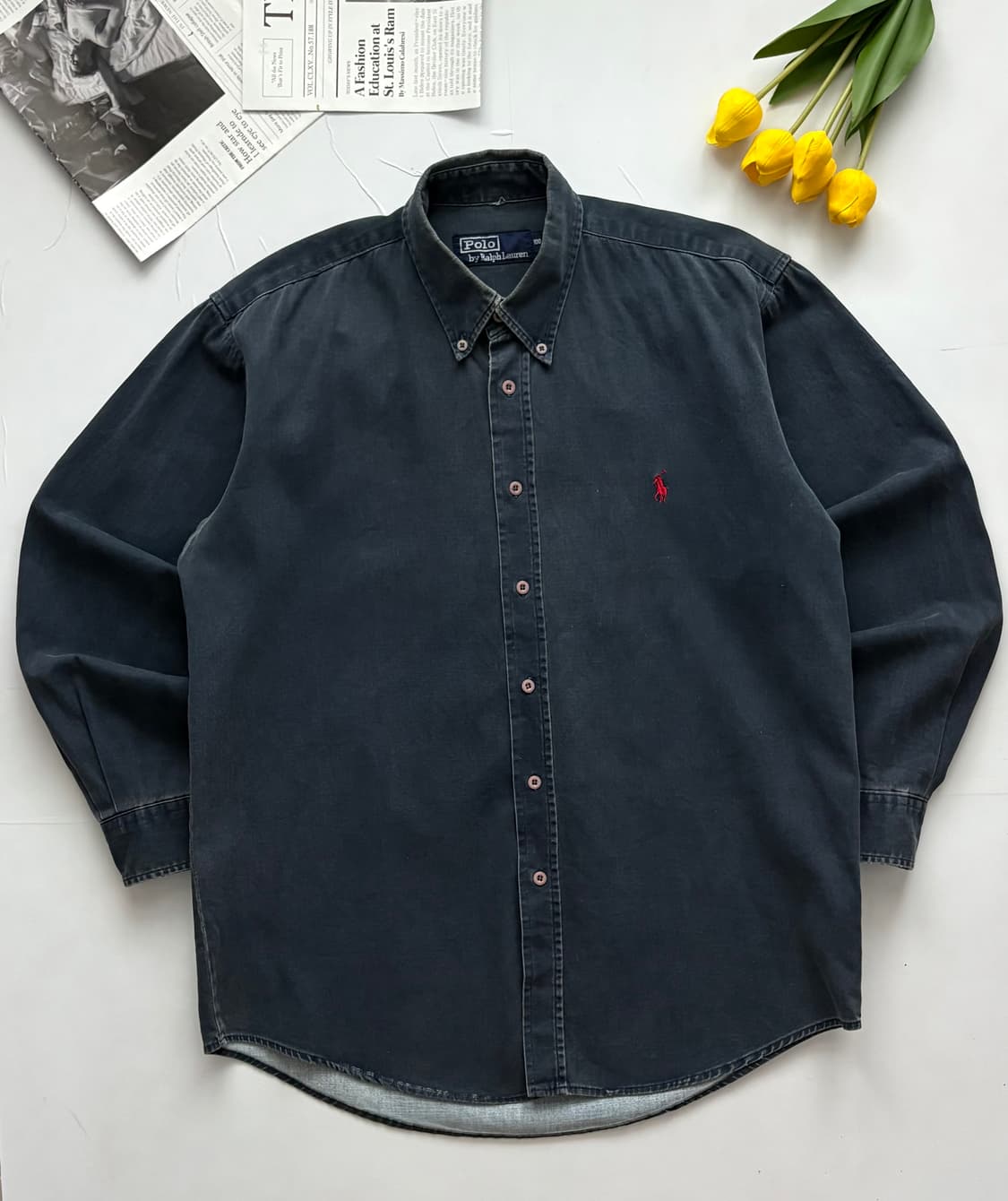 Polo 폴로랄프로렌 90's 흑청 데님 셔츠 상품이미지2