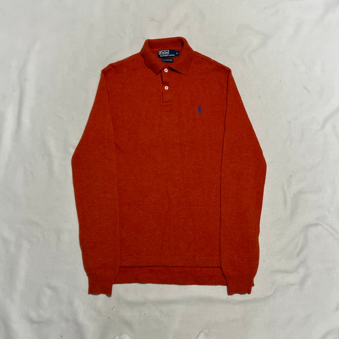 L 폴로랄프로렌 블루 포니 램스울 오렌지 카라 니트 상품이미지2