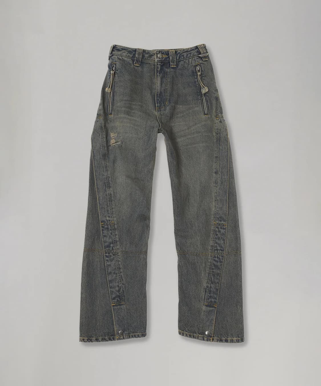 UNISEX TWISTED ZIPPER POCKET JEANS apa84 상품이미지1