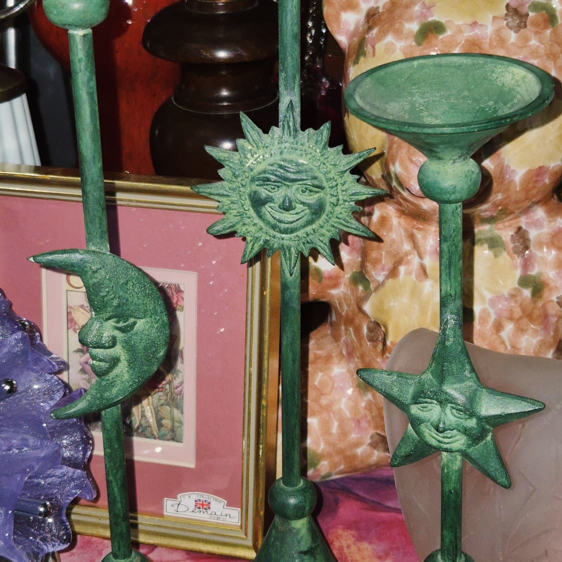 80s 미국 브라스 해와 달 별 스탠드 촛대 1p 상품이미지9