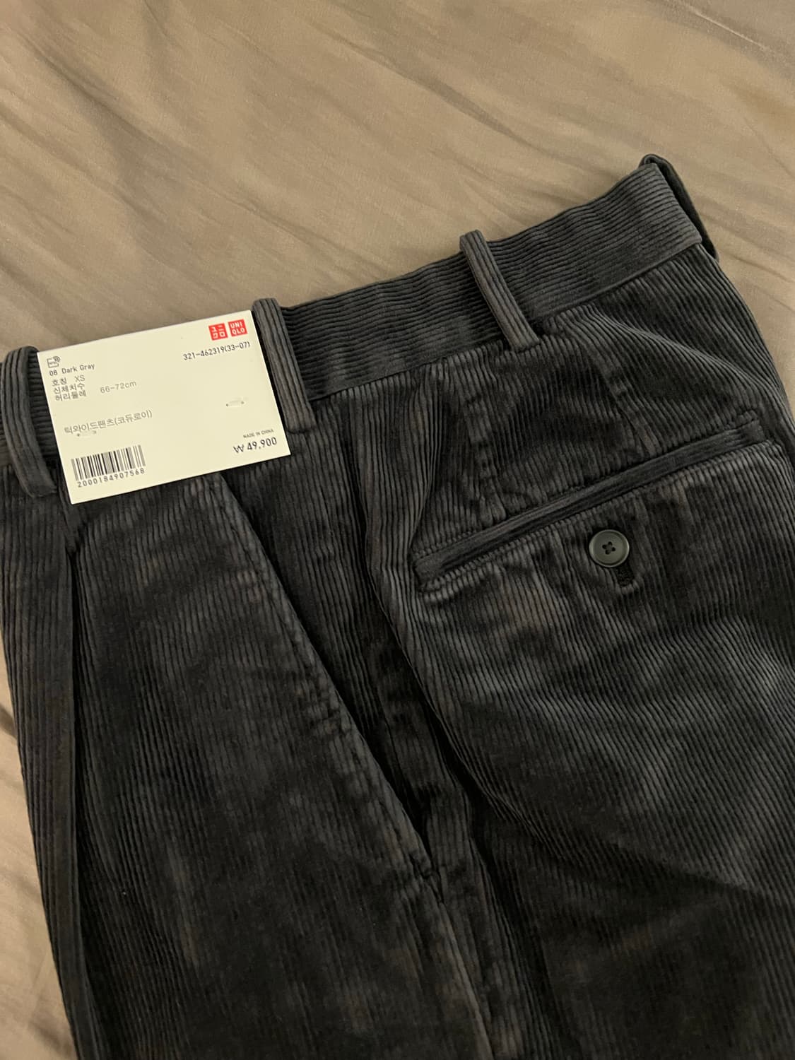 유니클로 코듀로이 골덴바지 다크그레이 xs 새제품 상품이미지5