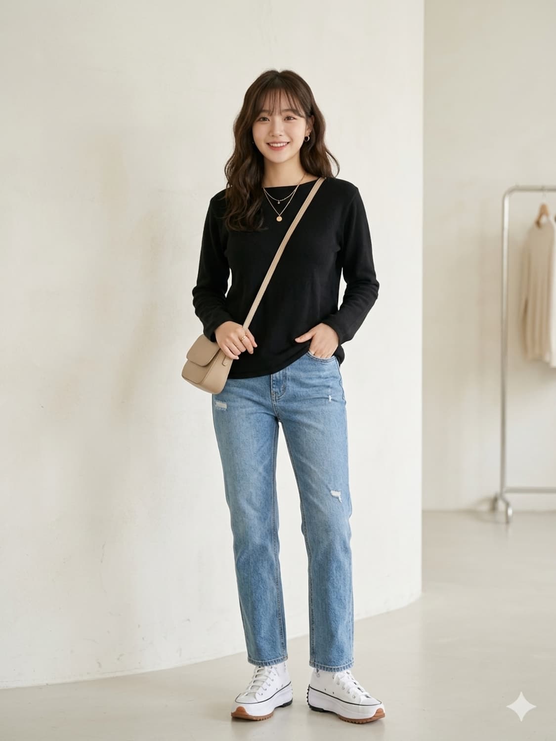 세인트제임스(SAINT JAMES) 블랙 무지 긴팔 티셔츠 상품이미지1