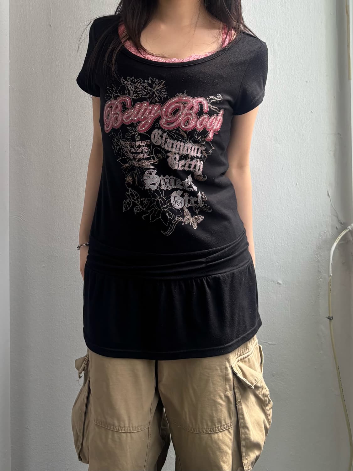 Betty boop Graphic Peplum Top 상품이미지3