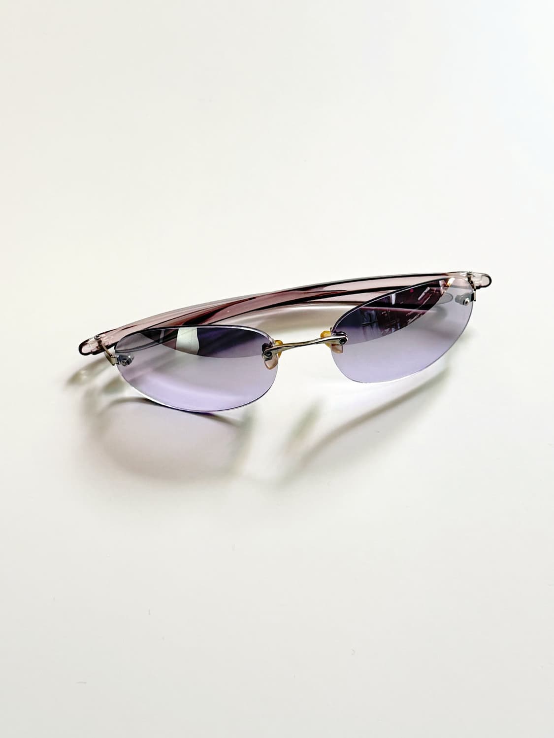 90s 무테 오벌 프레임 퍼플 틴트 빈티지 선글라스 상품이미지2