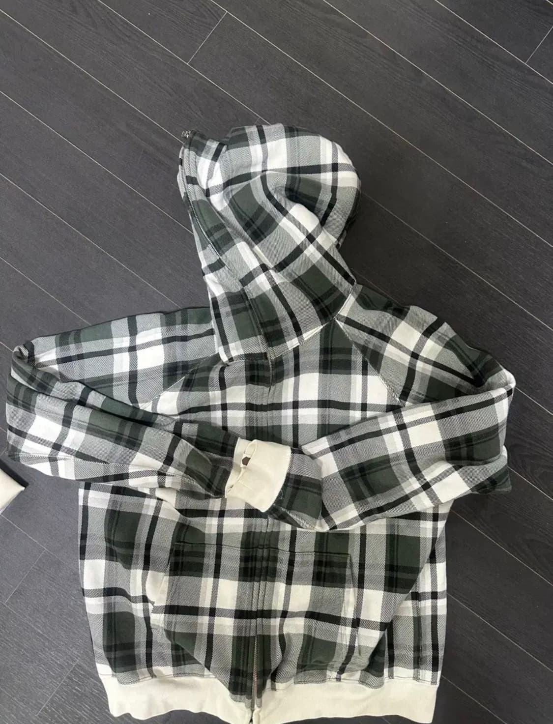 Bape 체크 후드 집업 자켓 상품이미지1