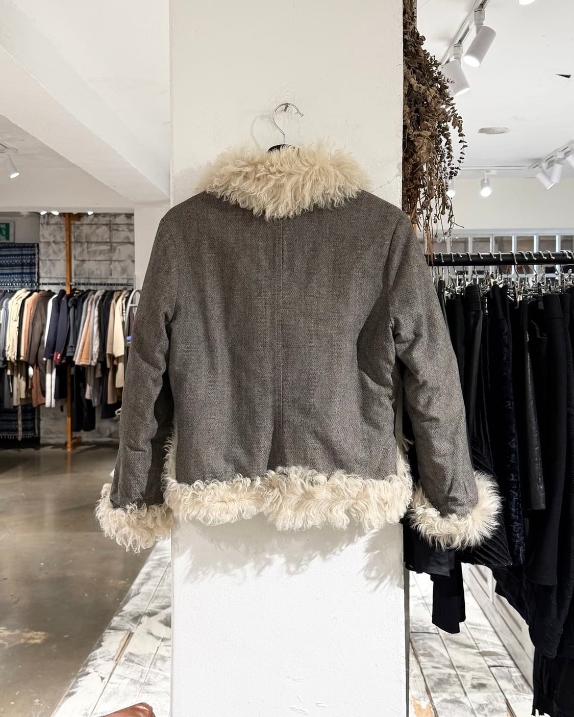 이자벨마랑 그레이 아이보리 무통 시어 퍼 자켓 상품이미지6