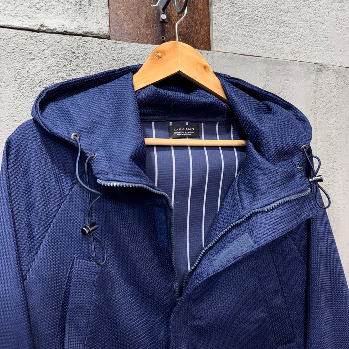 ZARA 네이비 와플 후드 집업 자켓 (XL)   상품이미지3