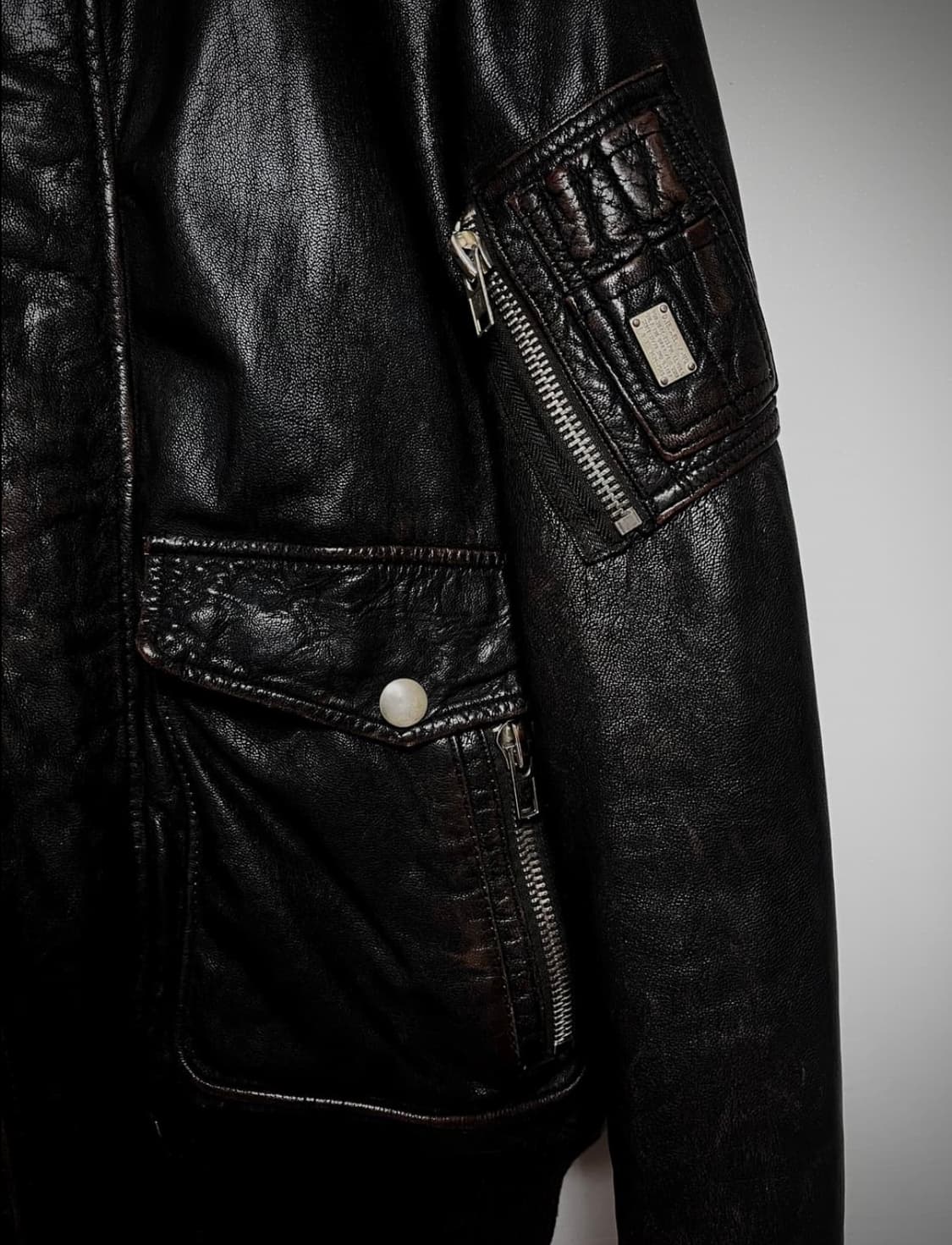 디젤 램스킨 레더 봄버 상품이미지5