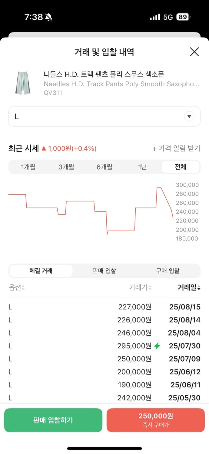 니들스 H.D. 트랙 팬츠 폴리 스무스 색소폰 L 상품이미지6