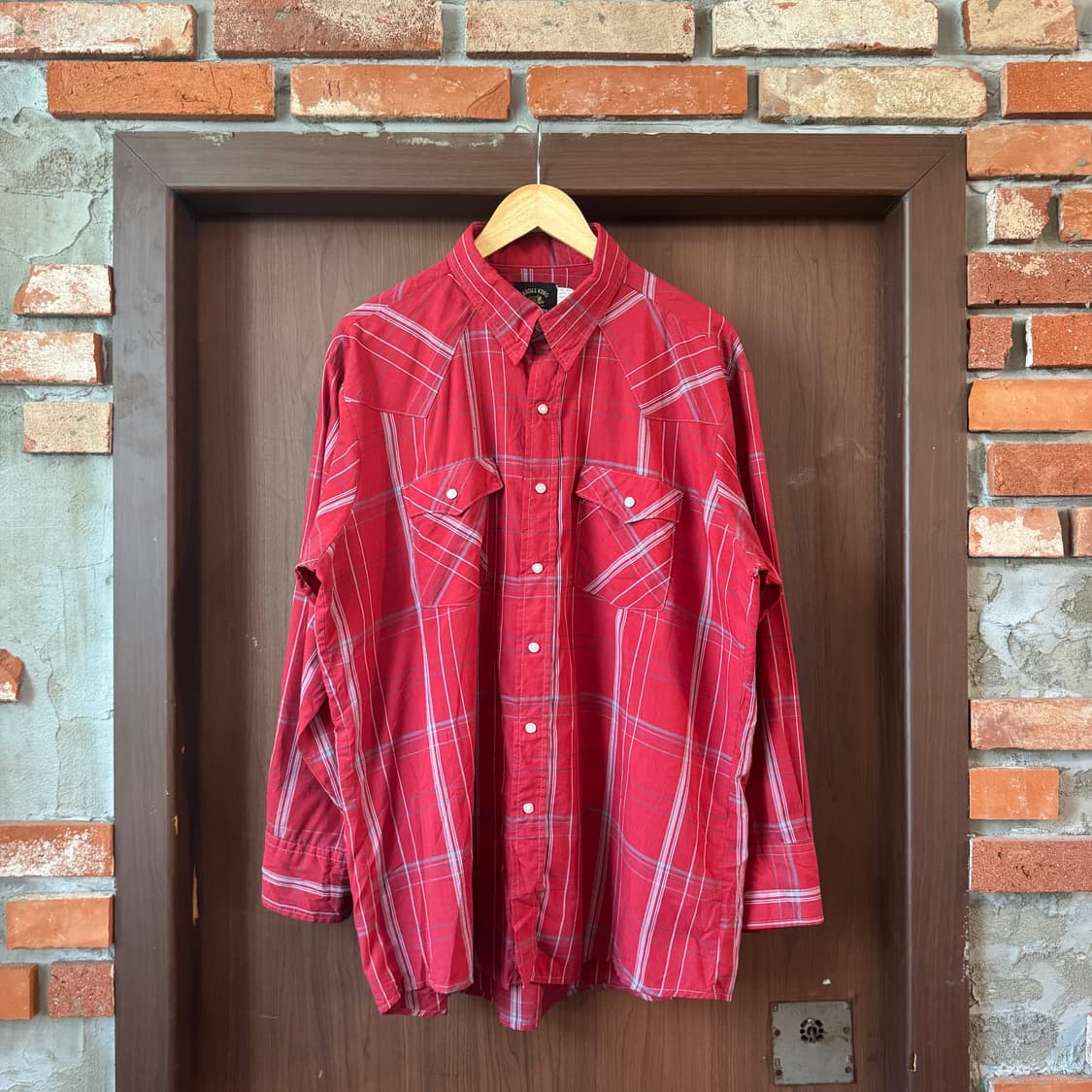 90s 새들킹 체크 웨스턴셔츠 XL 상품이미지1