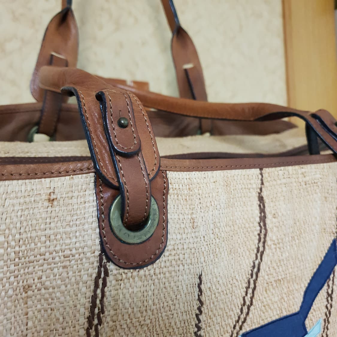 명품 MARNI 마르니 버드아플리케 라피아 빅백 토트백 트래블백 여행가방 상품이미지9