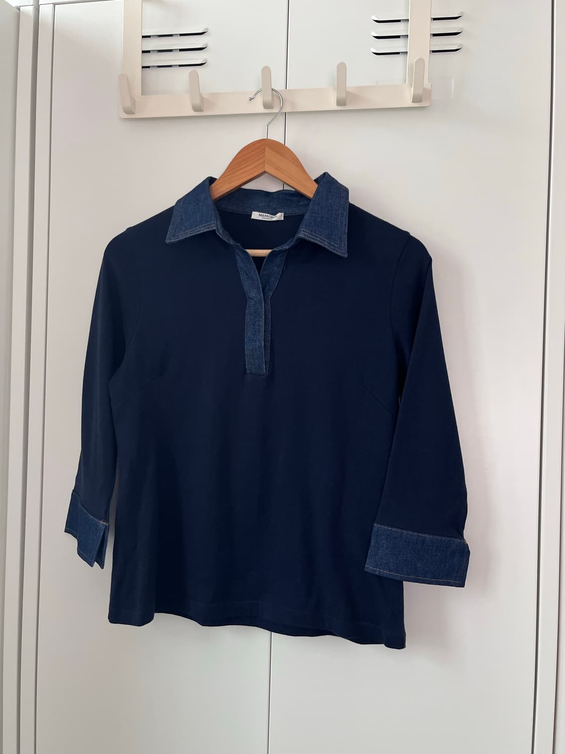 Memory 데님 셔츠 레이어드 카라 티셔츠 상품이미지5