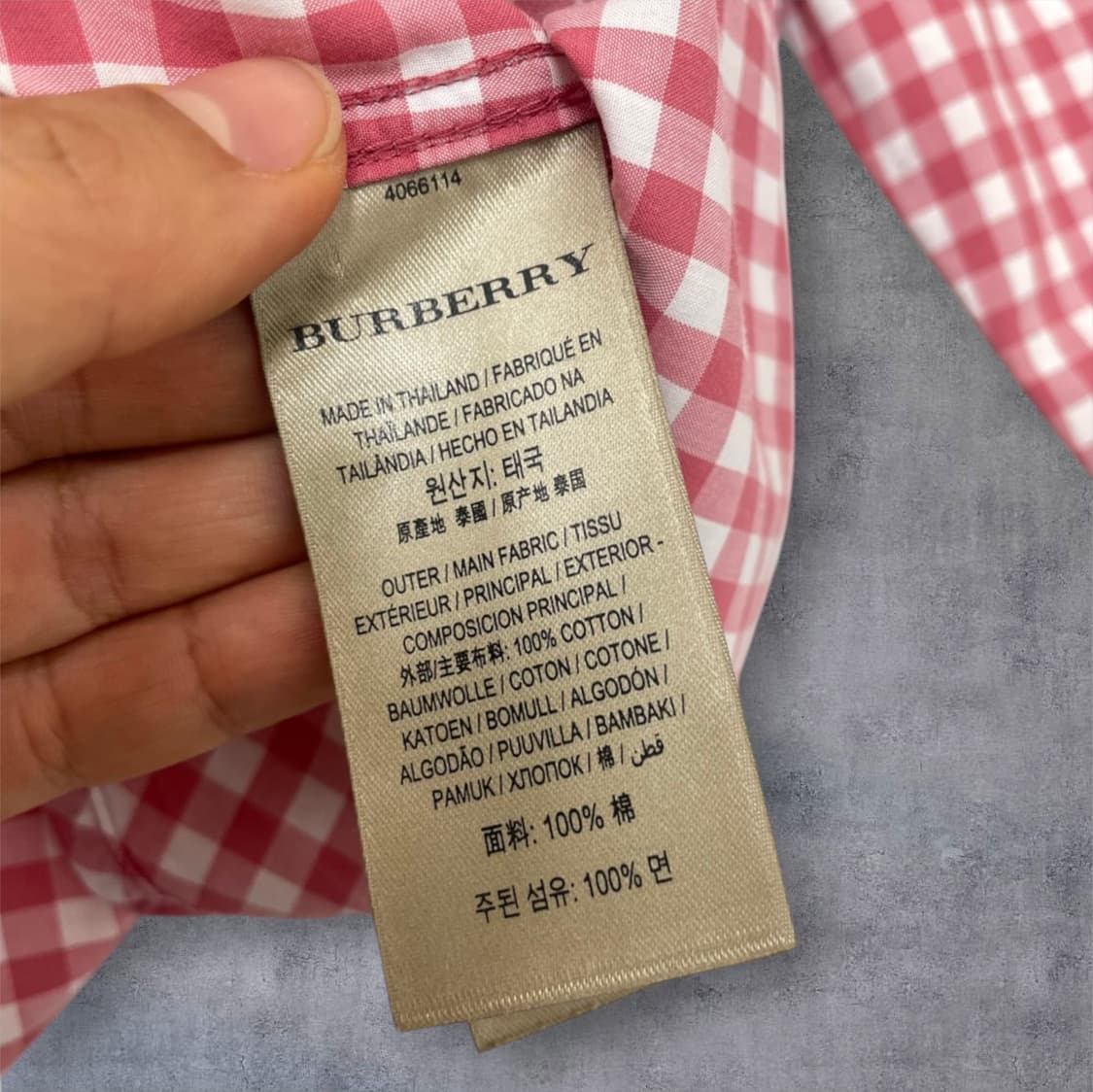 버버리 Burberry 핑크 깅엄 체크 버튼다운 셔츠 M 상품이미지4
