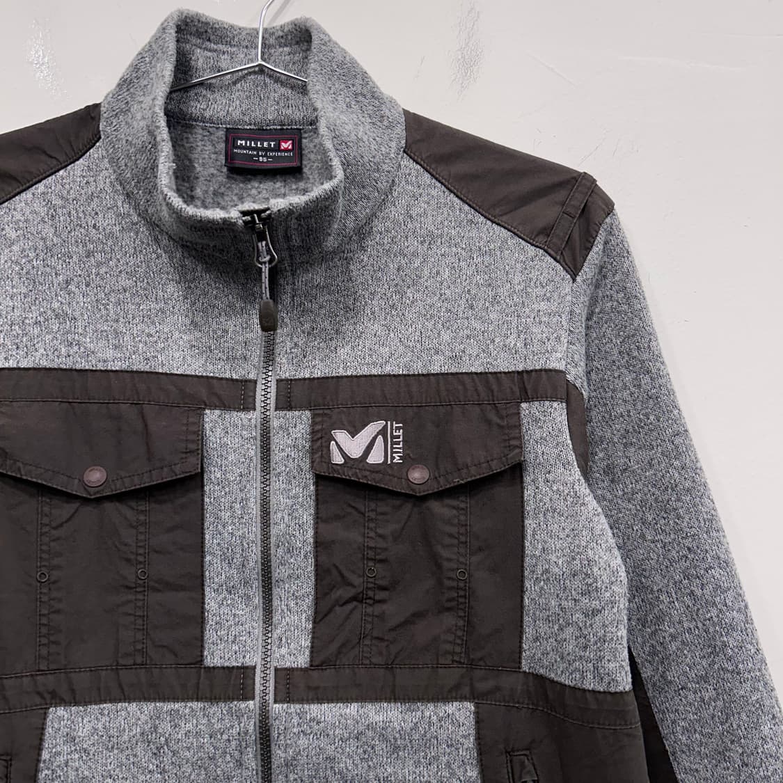 밀레 마운틴 나일론 배색 하이넥 니트 집업 상품이미지1