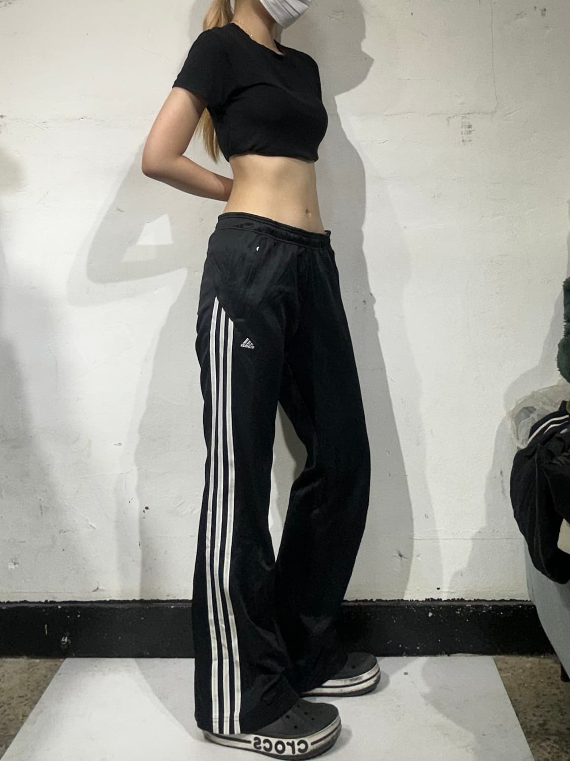 아디다스 블랙 대장급 화이트 삼선 부츠컷 와이드 팬츠 S 상품이미지1