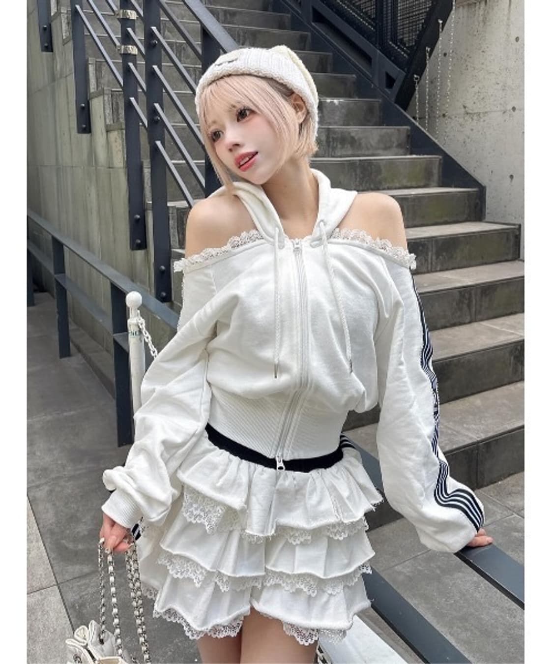 darich 다리치 스포티 셋업 스나계 걸리 후드 스커트 세트 grl 상품이미지2