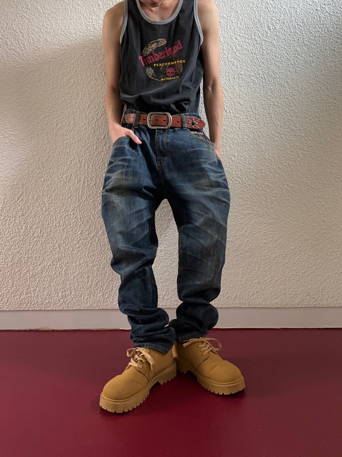 Maru Premium 러스티 워시드 슬림 루즈 진 상품이미지3